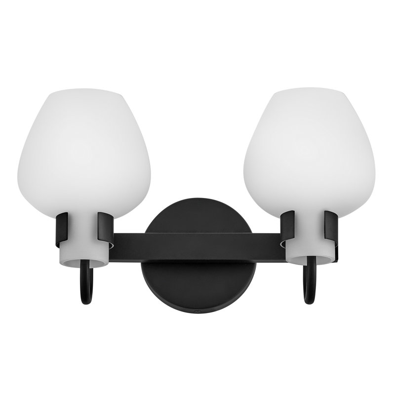 Sylvie 14.75" Two-Light Bath Vanity Fixture, Textured Black Oxide