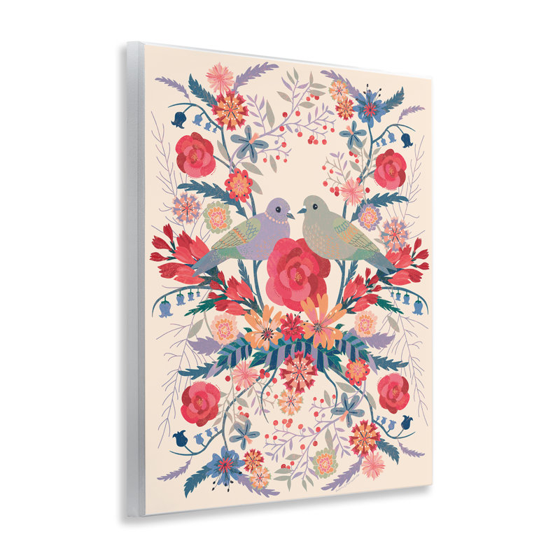 «Soft Symmetric Florals & Birds», plaque murale par Verbrugge Watercolor