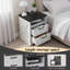 Table de chevet USB Station de charge, table de chevet à 2 tiroirs pour la chambre à coucher, table de bout industrielle blanche