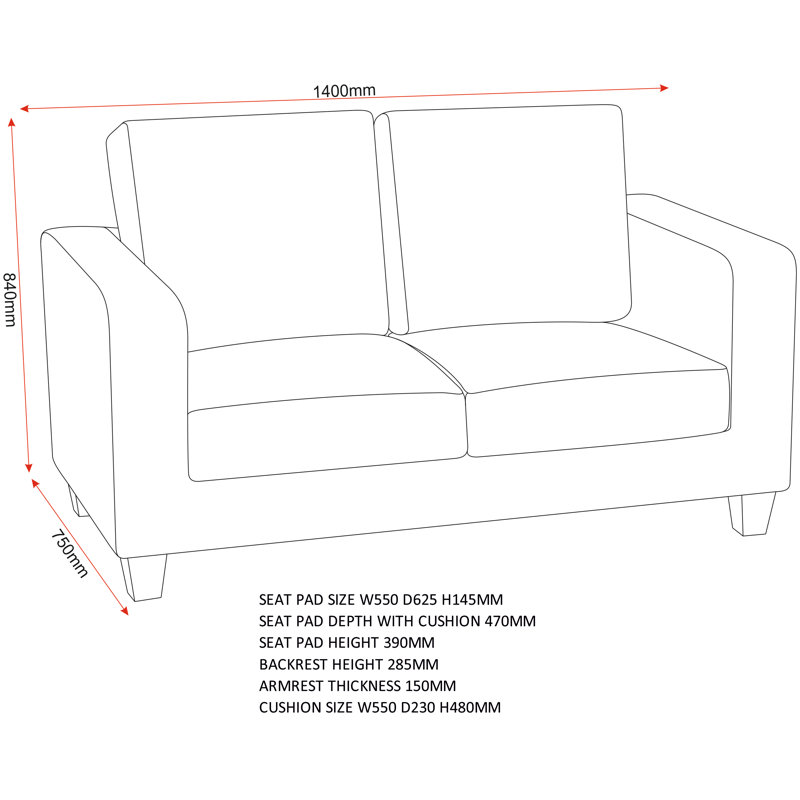 Clopton 2 Seater Sofa, Grey