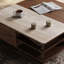 Table basse haut de gamme en noyer réglable