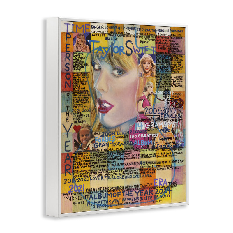 «Taylor Musician Collage», estampe numérique encadrée par Sabin, Giclée encadrée blanc bord de mer, H 30 po x l 24 po