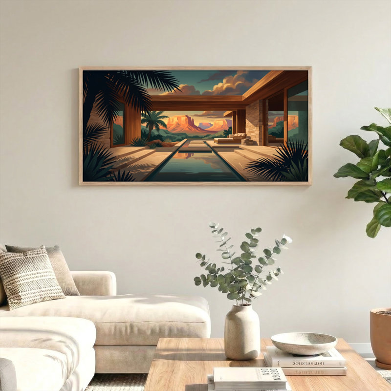 Ensemble de 1 tableau sur toile « Villa du désert », L 40 po x H 20 po, Naturel