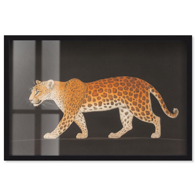 Décoration murale minimaliste Golden Leopard Shadowbox par Art Remedy, H 11 po x l 16 po, Noir