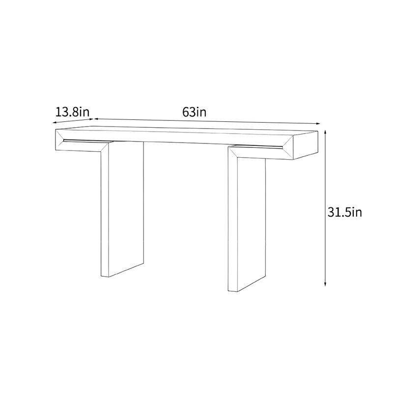 Console minimaliste de style chinois, H 31,5 po x l 63 po x P 13,8 po, Noir