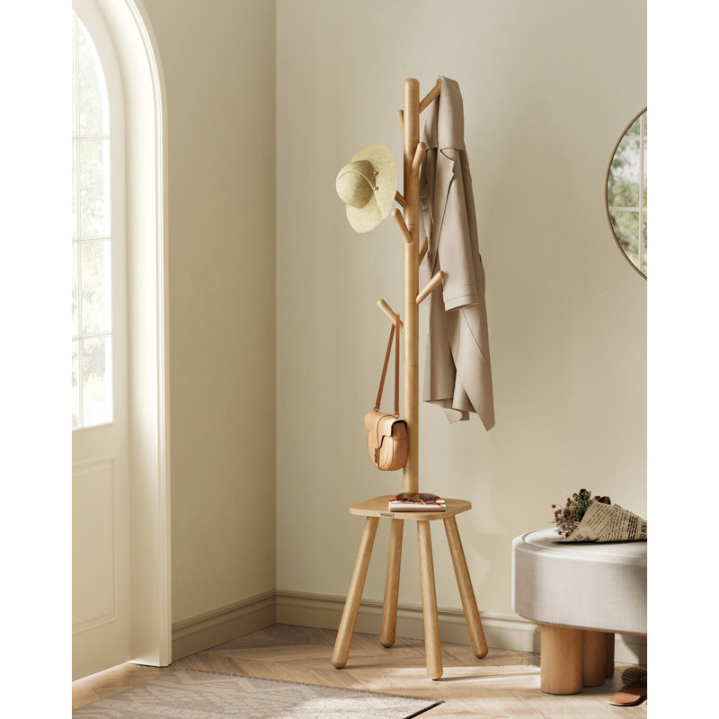 Rubber Freestanding 8 - Hook Coat Rack, Beige
