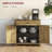 Sideboard Buffet Cabinet, Farmhouse Natural Wood with Barn Doors, Drawer &amp; Adjustable Shelf | MDF | Particleboard-1047498582
