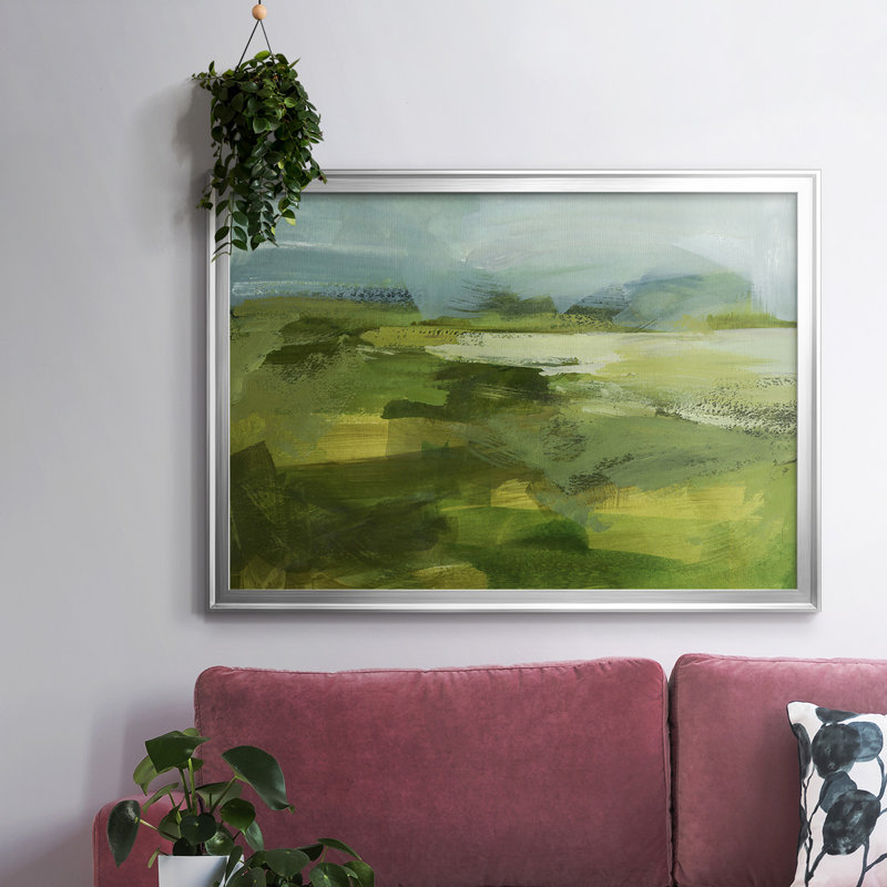 Toile tendue avec cadre Emerald View IV, Argent, H 26 po x l 38 po x P 1,5 po