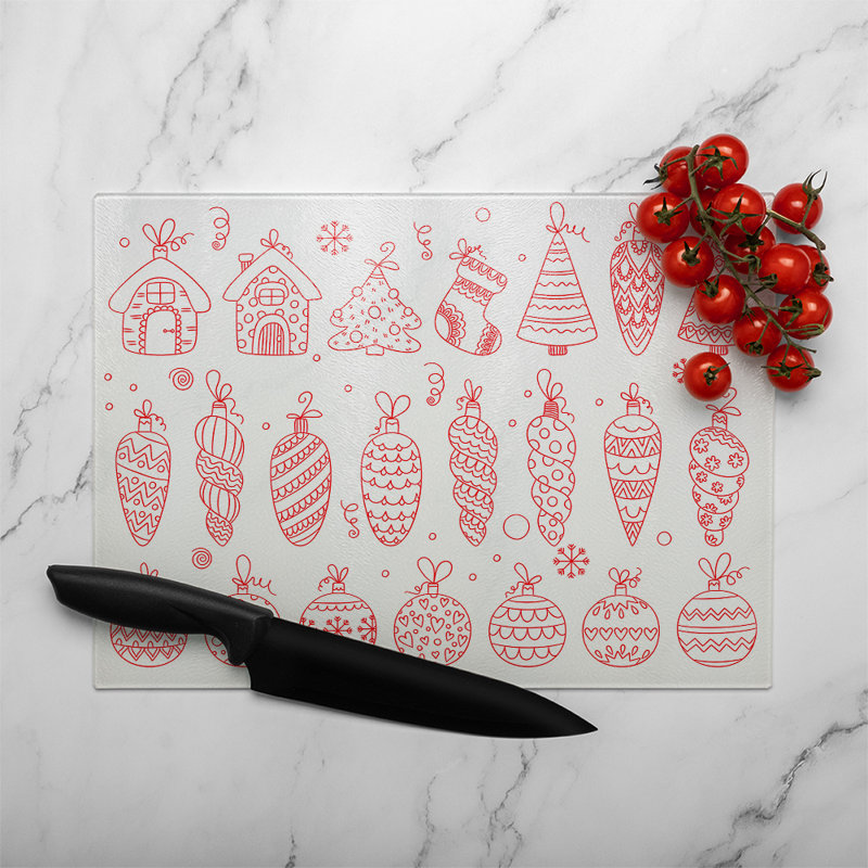 Winter Toys Dining Glass Chopping Board, 28cm L x 20cm W