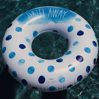 Rae Dunn 48" Ring Float - Indigo Polka Dot Pattern