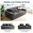 Boneless Black Corduroy Sofa Bed, 4 In 1 Foldable Floor Sofa Couch , Convertible 3 Seater Boneless Couch Folding Recliner Sleeper Chair-1030370656