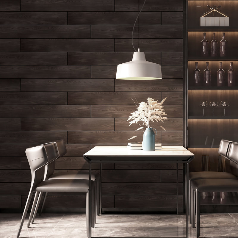 35.4" x 15.9" PET Peel & Stick Acoustic Wall Planks, Decorative Soundproof Wood Wall Panels, Smoke Oak