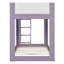 Lit superposé bas simple, en bois, convertible, avec échelle réversible et barrières de sécurité, violet et blanc.-692551267-692551268