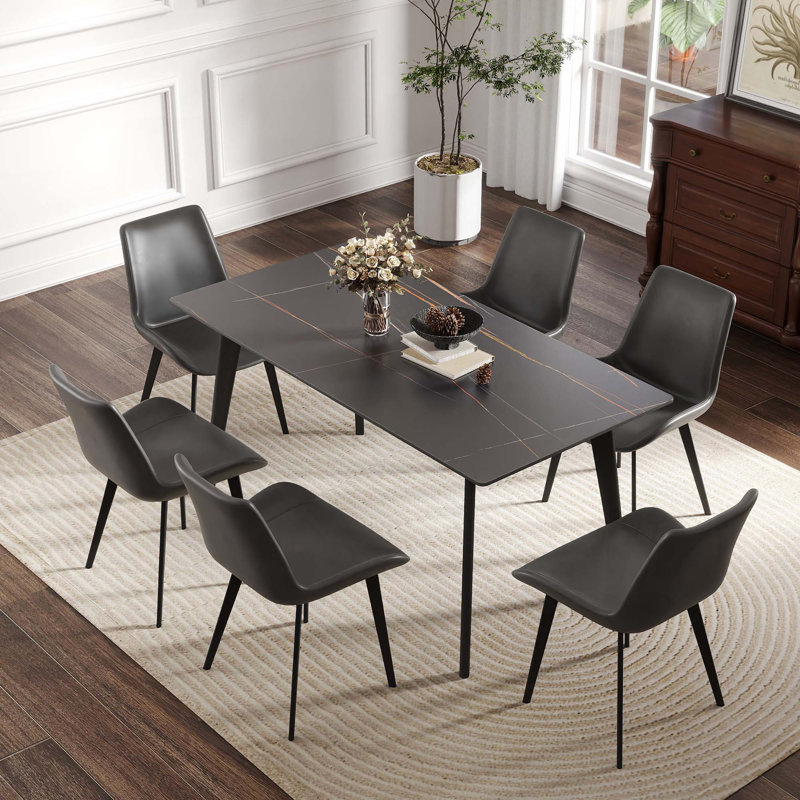 Table de salle à manger 62,99 po, Noir, Noir
