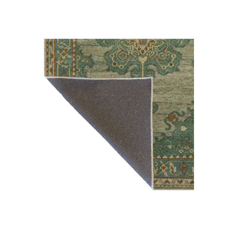 Tapis vert lavable traditionnel à base tissée, Sous-tapis rectangulaire de 3 pi 3 po x 4 pi 11 po