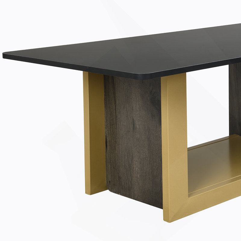 Ensemble de 2 tables basses modernes et luxueuses, petite table de bout carrée avec plateau spacieux et centre, Noir