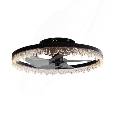 Ventilateur de plafond encastré intelligent avec lumière - Lustre à DEL intégré de 20 po avec 5 pales invisibles, télécommande et minuterie, éclairage à intensité variable, fonctionnement ultra-silencieux pour la chambre à coucher, le salon et le coin-repas