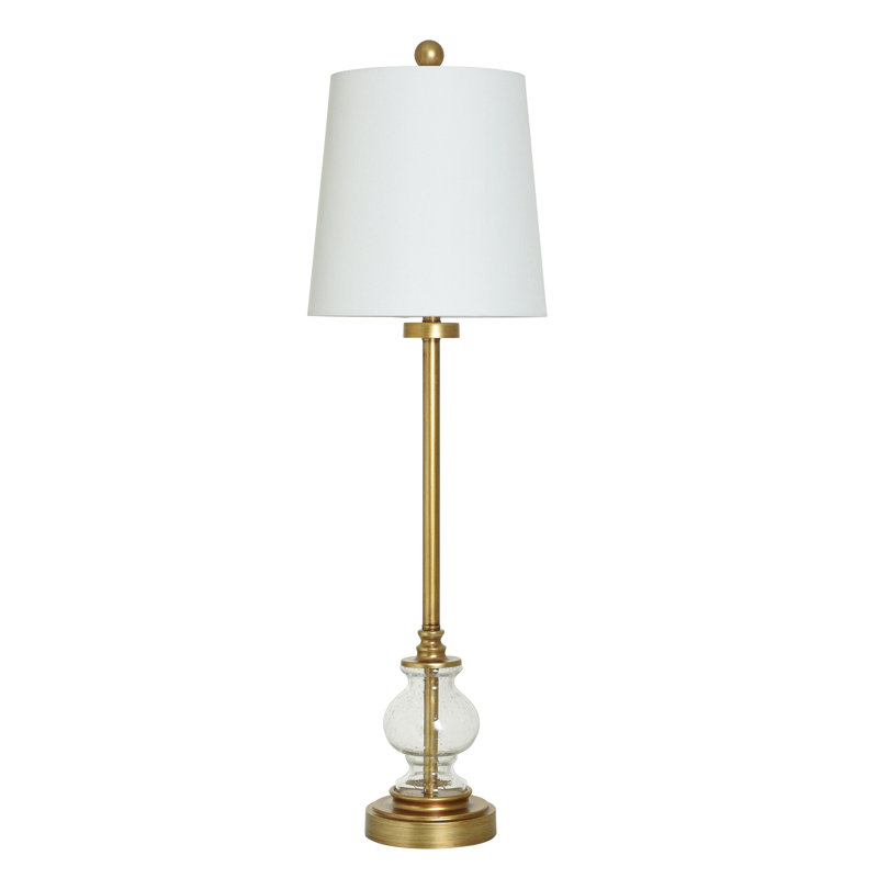 Yenni - Lampe de buffet en métal avec verre transparent - Abat-jour blanc cassé, Laiton
