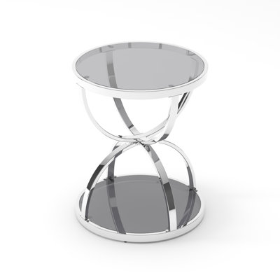 19.69" Modern 2-Tier Round Tempered Glass Coffee Table