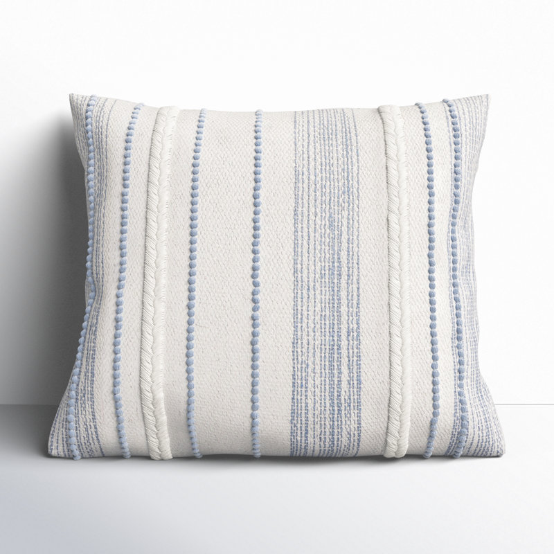 Housse et insert de coussin en coton tissé à la main Henke , Rayures bleues, Polyester