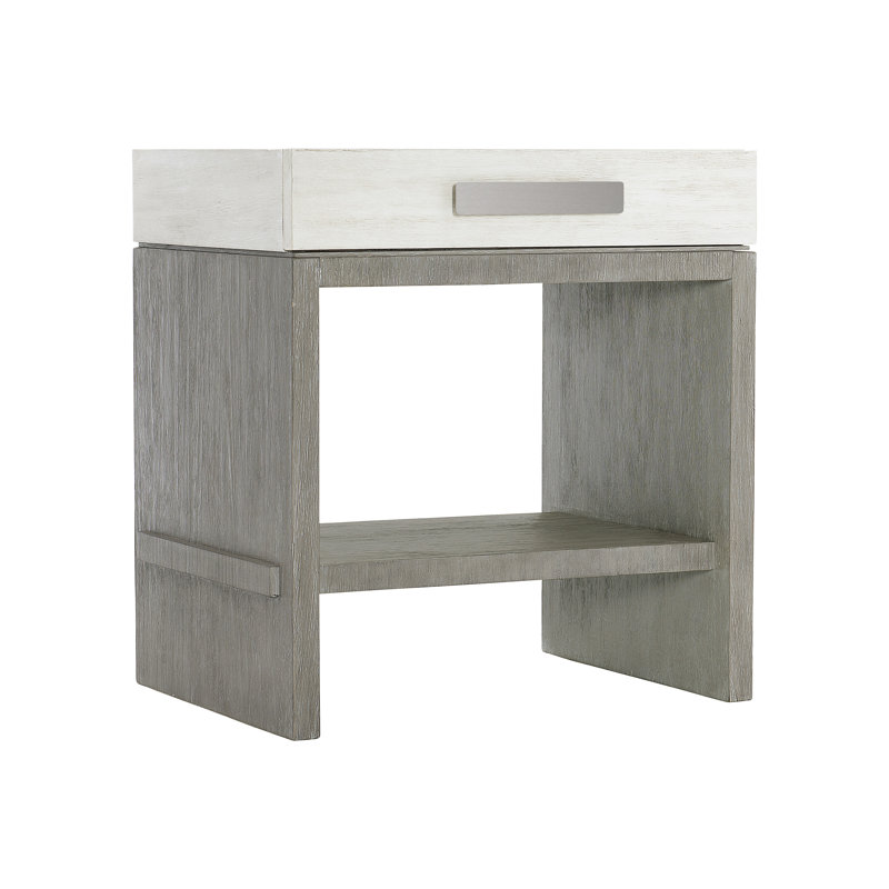 Foundations 1 - Drawer Solid Wood Nightstand, Light Shale