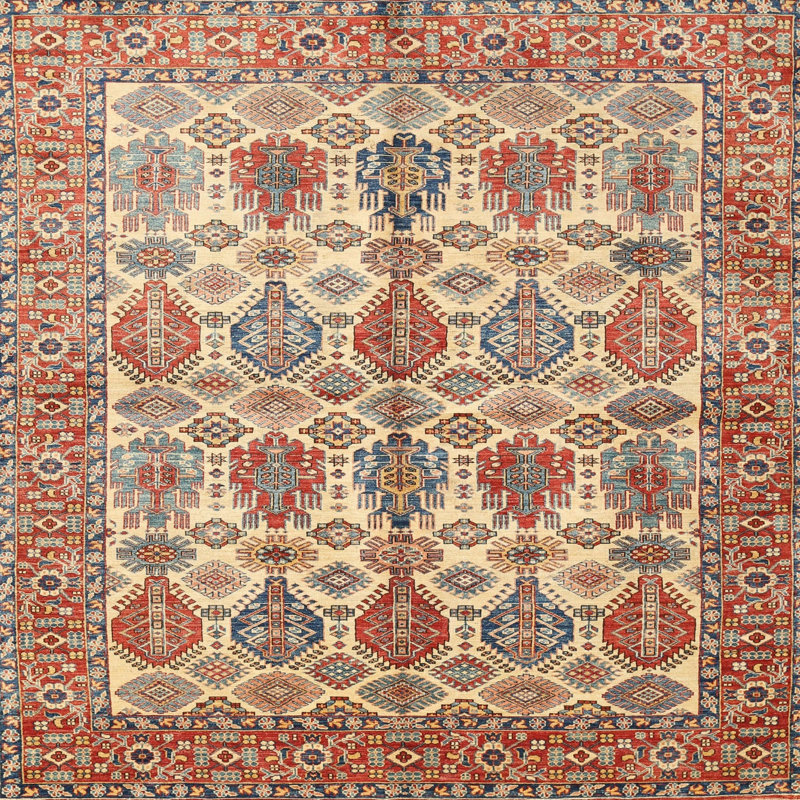 Tapis en laine beige / brun, Rectangle 2 pi x 5 pi