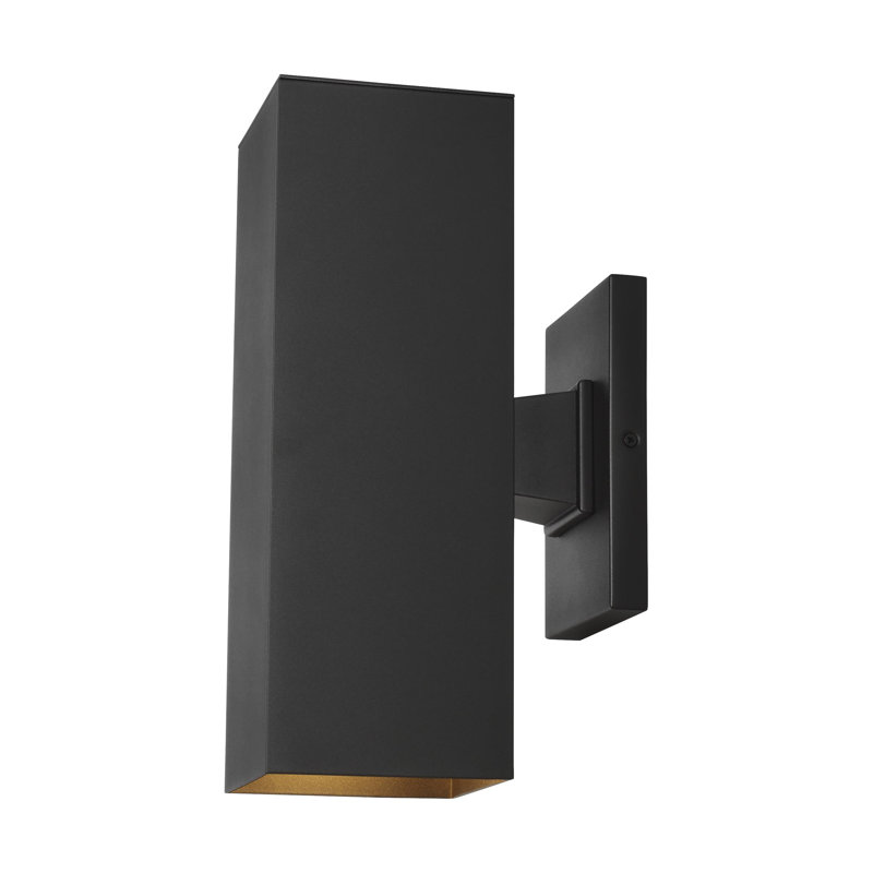 Medium Two Light Outdoor Wall Lantern, 14.25" H x 5" W x 7.75" D, Black, No
