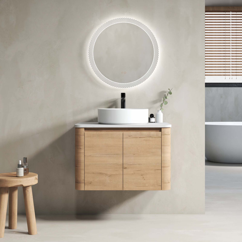 Meuble-lavabo mural avec lavabo d'art en céramique et porte à fermeture en douceur, Blanc