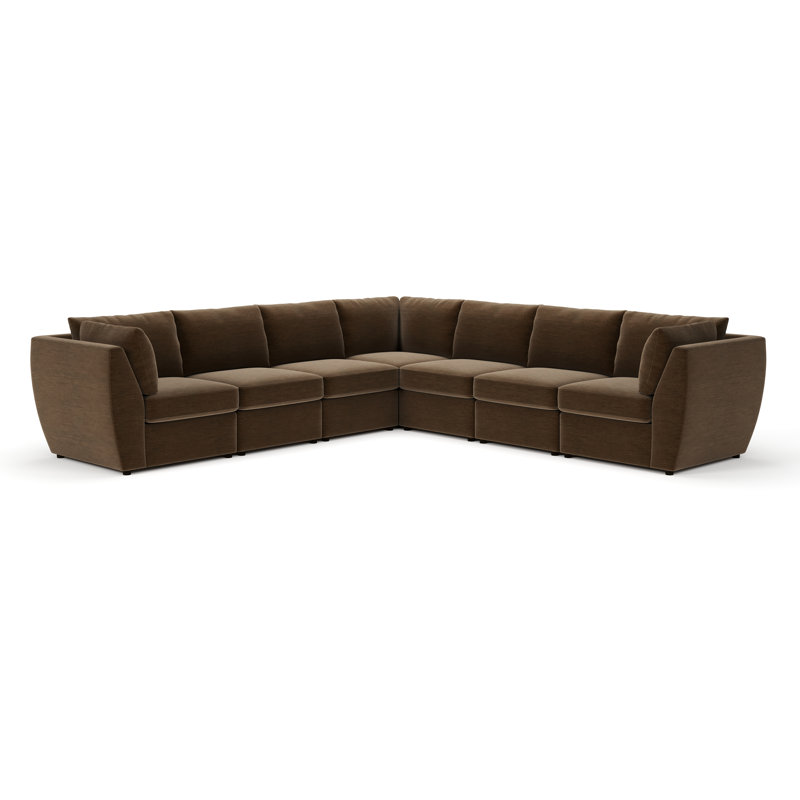 Caldwell 7-Piece Modular Upholstered Sectional, Evan Bark
