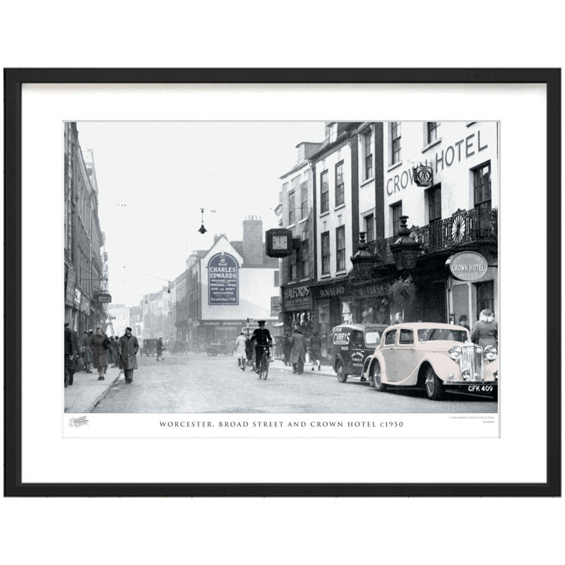 'Worcester, Broad Street And Crown Hotel C1950' by Francis Frith - Single Picture Frame Print, 28cm H x 36cm W x 2.3cm D