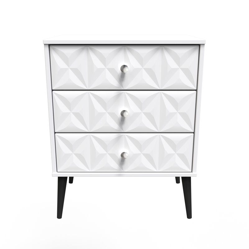Fully Assembled Herta 3 - Drawer Chest of Drawers, White Matt