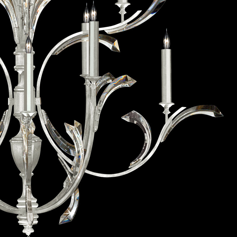Beveled Arcs 16 - Light Chandelier, Silver Leaf