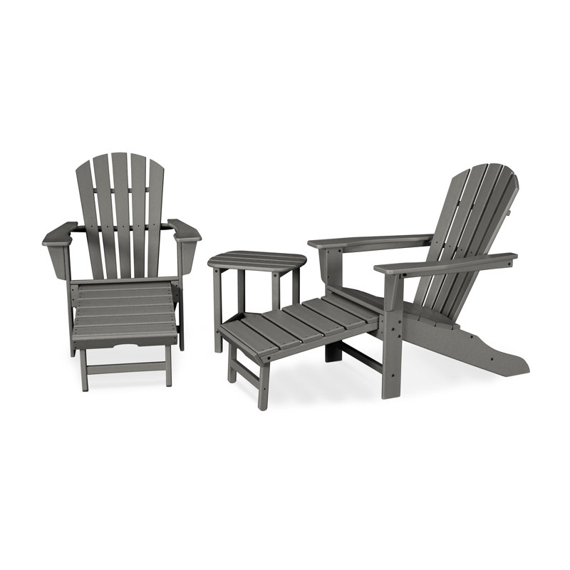 POLYWOOD Palm Coast Ultimate Adirondack 3-Piece Set, Slate Gray
