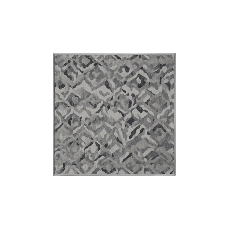 Machine Washable Gray Area Rug, Square 3'