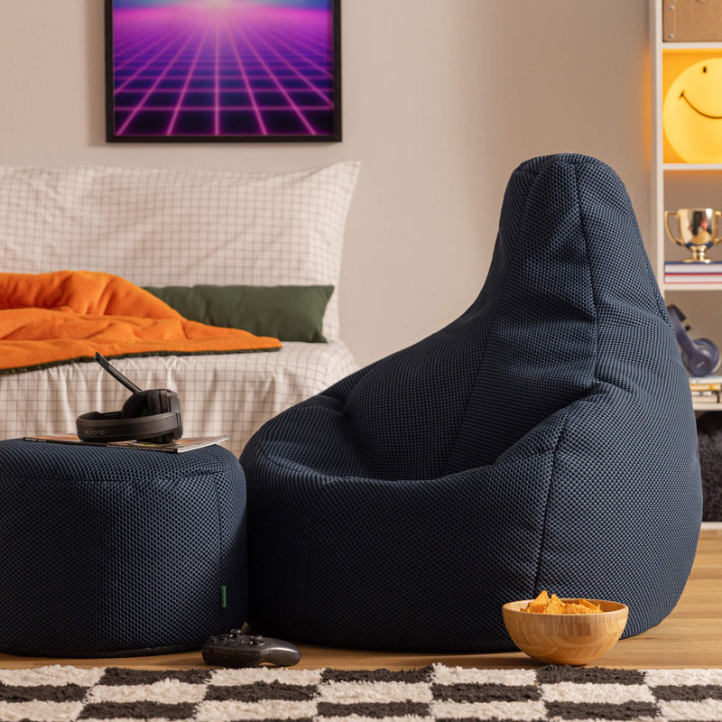 Mesh Refillable Bean Bag Set, 85" H x 84" W x 87" D D , Navy
