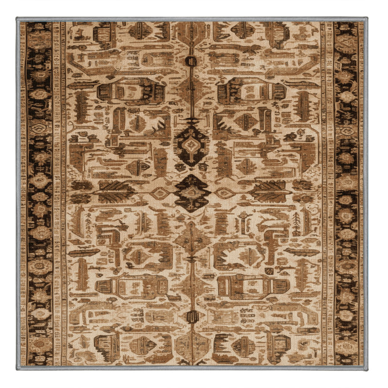Machine Washable Persian Brown Area Rug, Square 4'