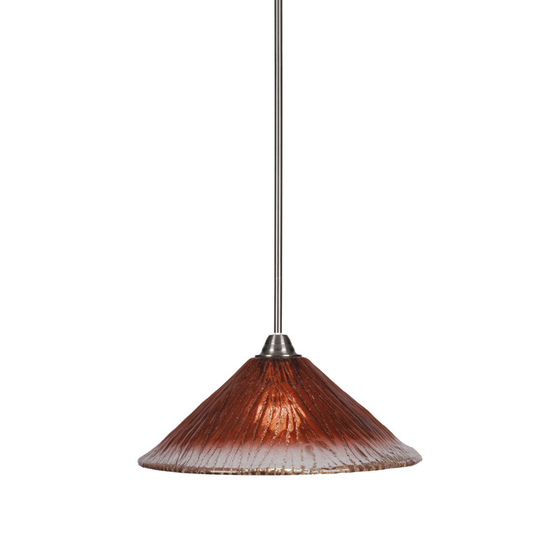 Luminaire suspendu en verre Averyon Paramount, Rouge, H 10,5 po x l 16 po x P 16 po, Nickel brossé