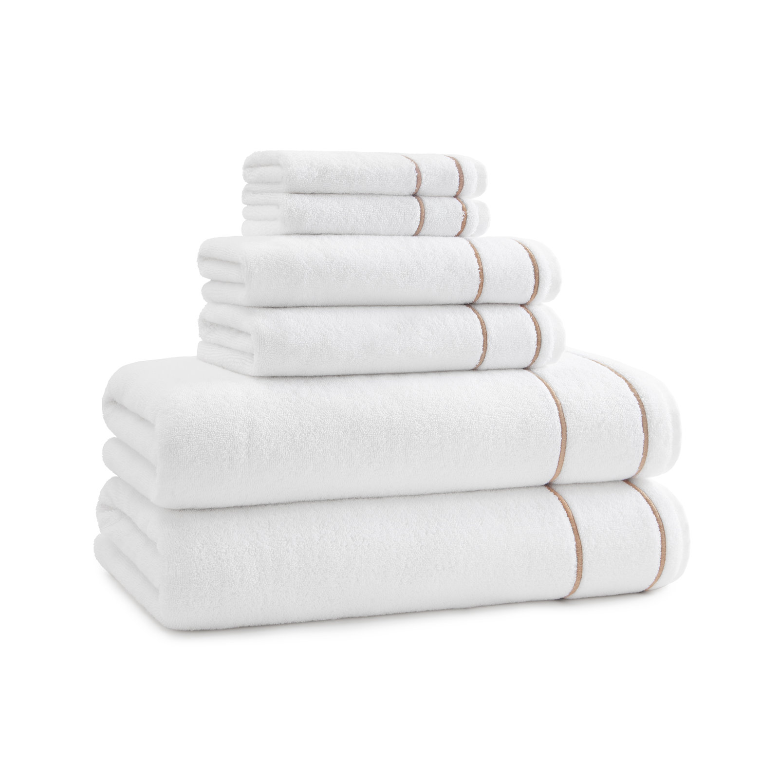 Lombard Cotton Washcloth, White/Tan