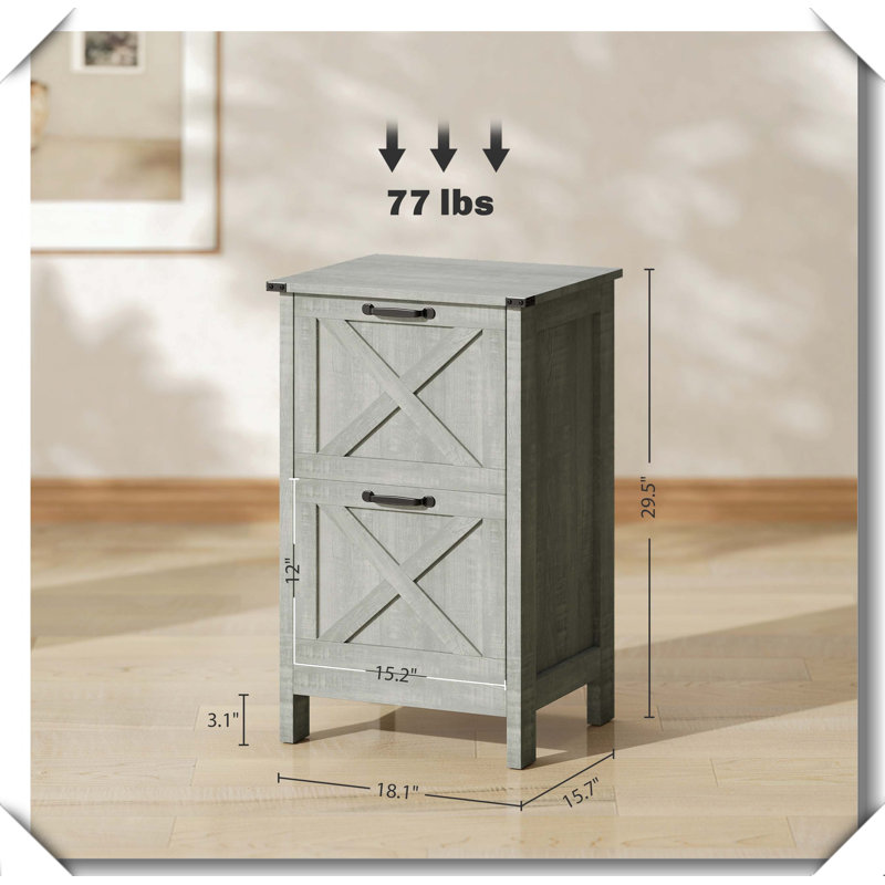 File Cabinet 2 Drawers Anti-tipping Stable Secure Storage Design, Light Gray