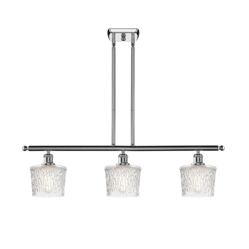 Camire 3 - Light Kitchen Island Pendant, Polished Chrome, 6 Watt Vinage LED Bulb