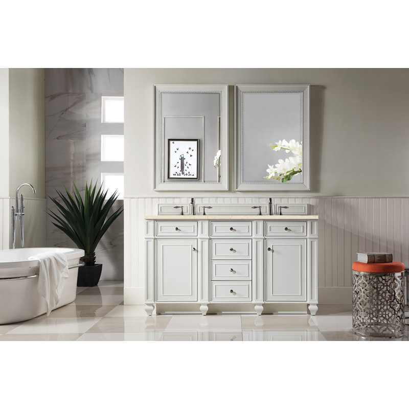 Bristol 60'' W Double Vanity, Bright White, Lime Delight, 8" Widespread