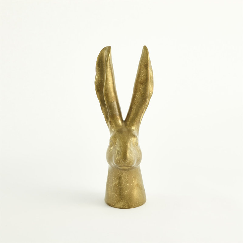 Rabbit Figurine, 12.5" H x 5" W x 4.5" D, Matte Silver