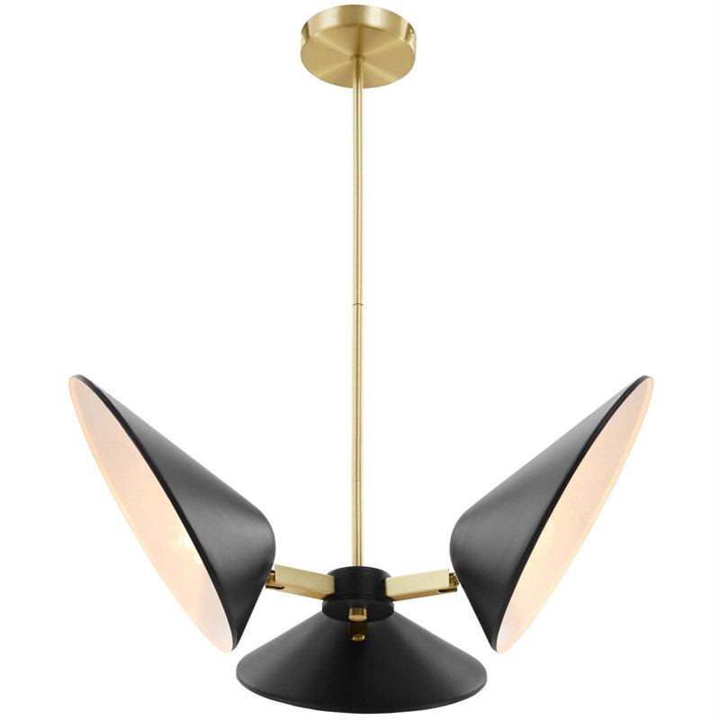 Modway Journey 3-Light 3" Arm Pendant, Black