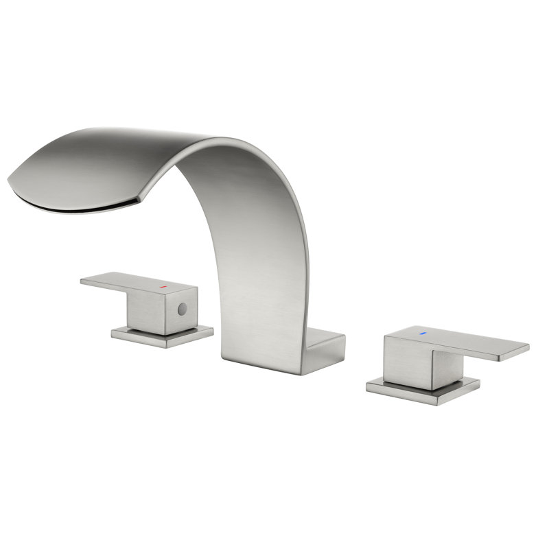 Deck Mounted Waterfall Roman Tub Faucet 2 Handle athtub Faucet Set, Brushed Nickel