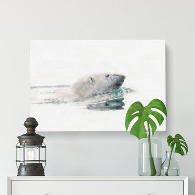 Polar Bear Swimming Painting - Wrapped Canvas