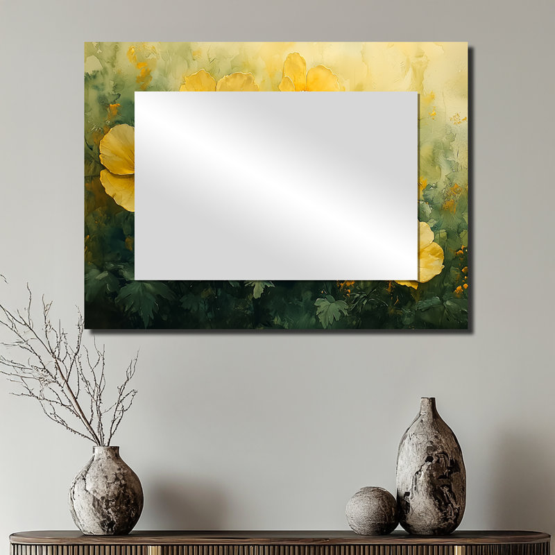 Abstrait géraniums en été Serenity II - décoration murale miroir floral - imprimé sur métal, 24 po x 32 po