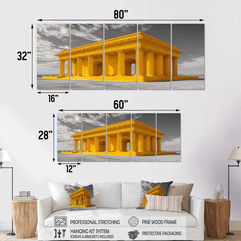 Ensemble de salon mural jaune et gris Lincoln Monument, H 28 po x l 60 po
