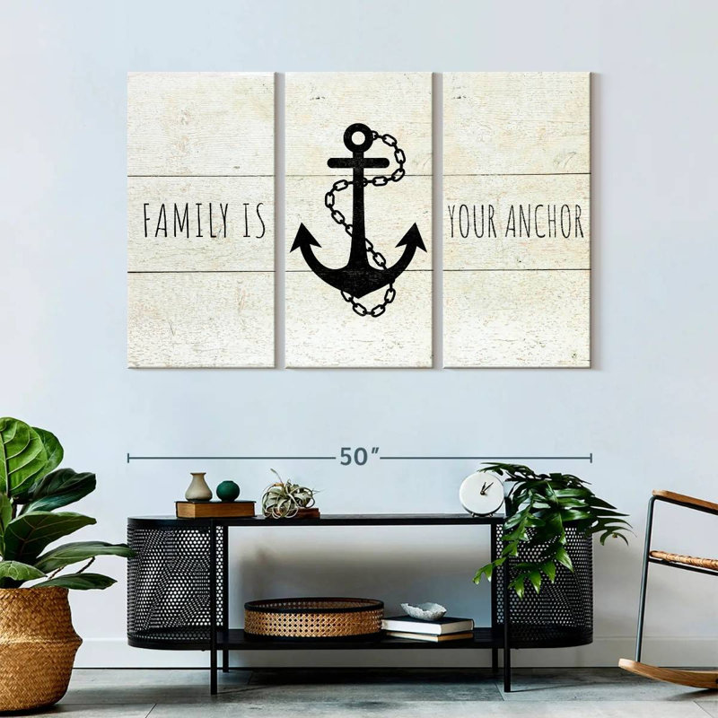 Ensemble de 3 citation sur toile Family Anchor, H 32 po x l 50 po x P 1,25 po