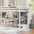 Classic White Solid Pine Full Size Loft Platform Bed with Integrated L-Shaped Desk and Built-In Storage