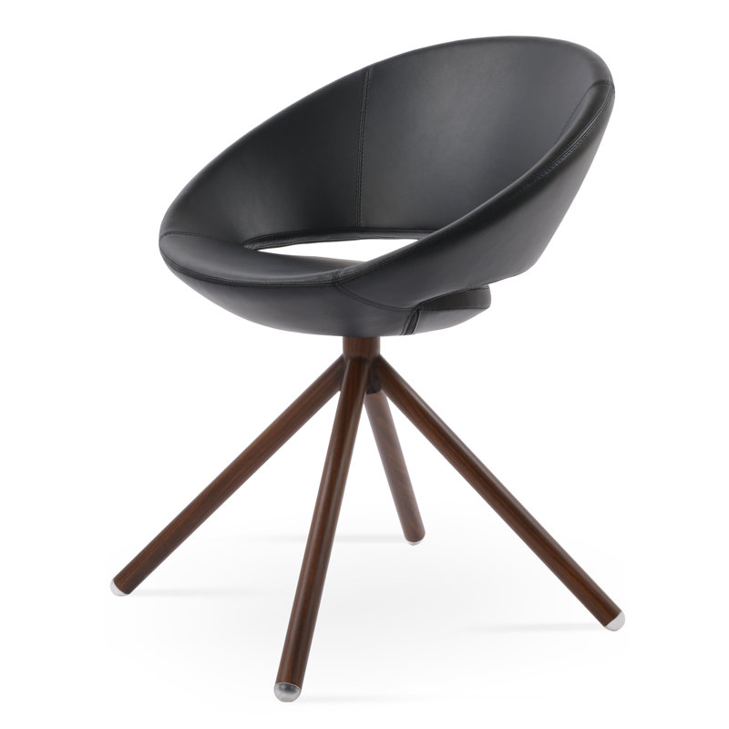 Fauteuil pivotant Crescent, Noir, Noyer
